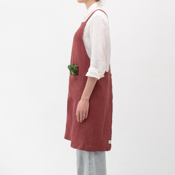 Linen Tales Marsala Linen Crossback Apron