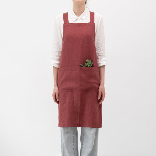 linen tales Marsala Linen Crossback Apron