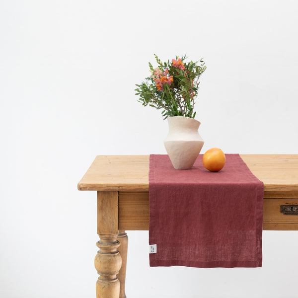 Linen Tales Marsala Linen Table Runner