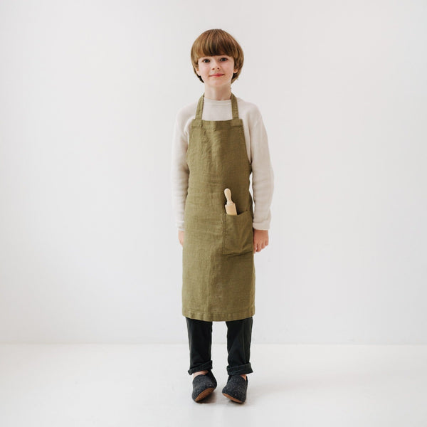 Linen Tales Martini Olive Kids Linen Daily Apron