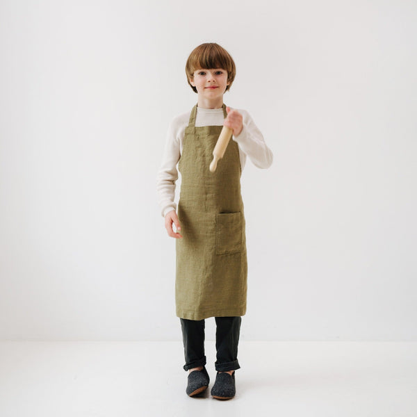 Linen Tales Martini Olive Kids Linen Daily Apron