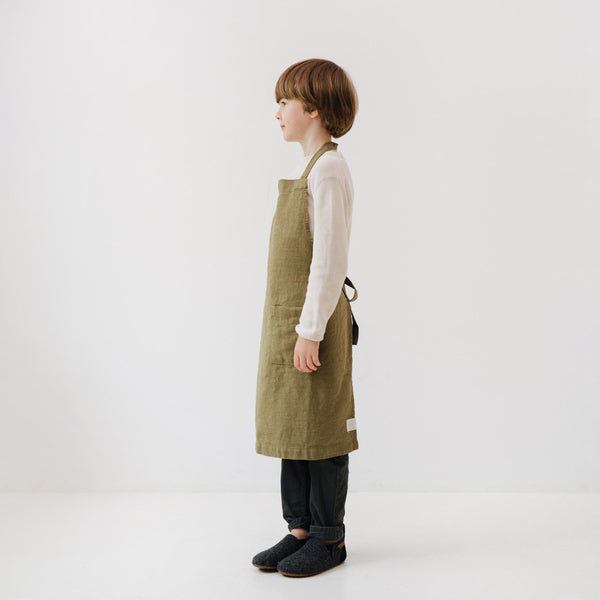 Linen Tales Martini Olive Kids Linen Daily Apron