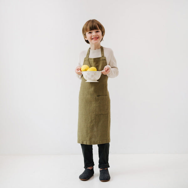 linen tales Martini Olive Kids Linen Daily Apron