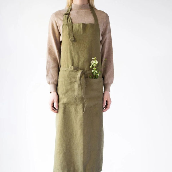 linen tales Martini Olive Linen Chef Apron