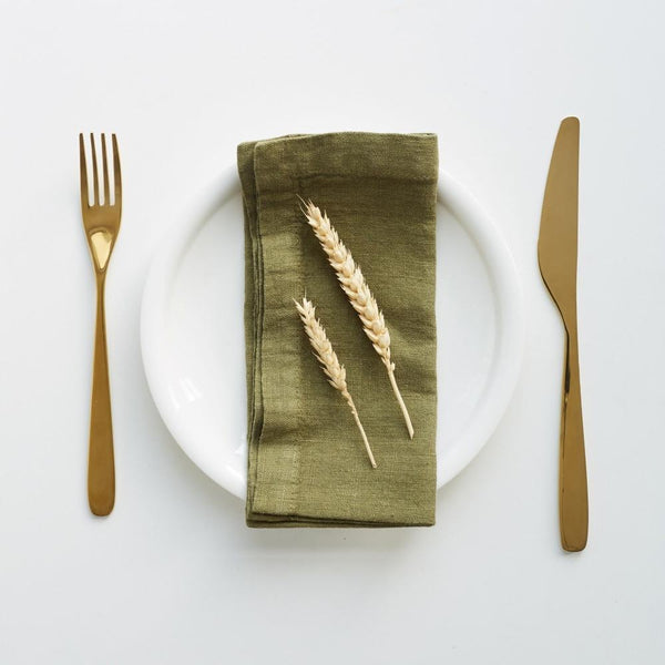 linen tales Martini Olive Linen Napkins Set of 2