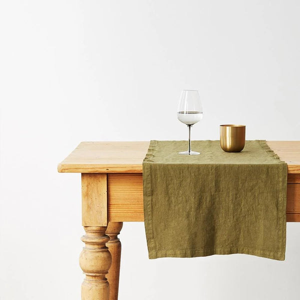 Linen Tales Martini Olive Linen Table Runner