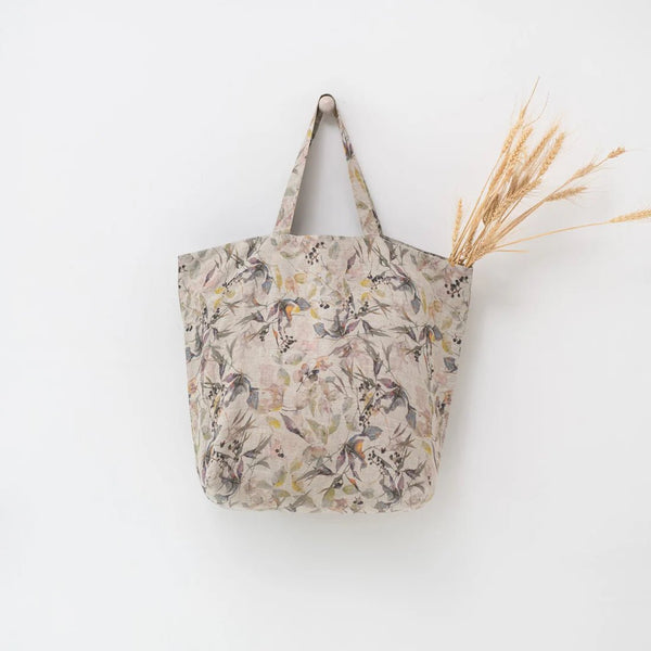 linen tales Meadow on Natural Linen Big Bag
