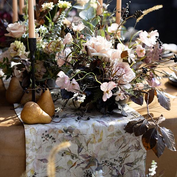 Linen Tales Meadow On Natural Linen Table Runner