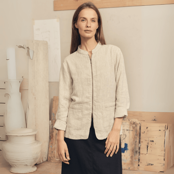 linen tales Melange Linen Cherry Tree Jacket