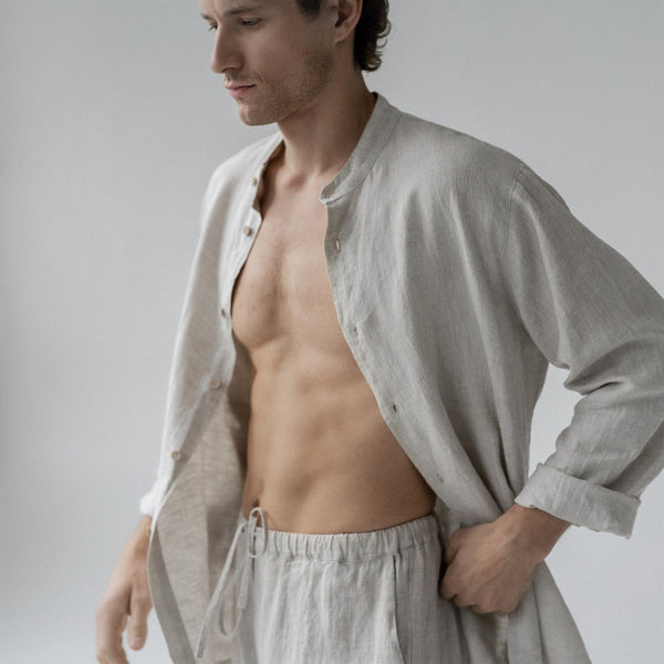 Linen Tales Melange Linen Currant Loungewear Set