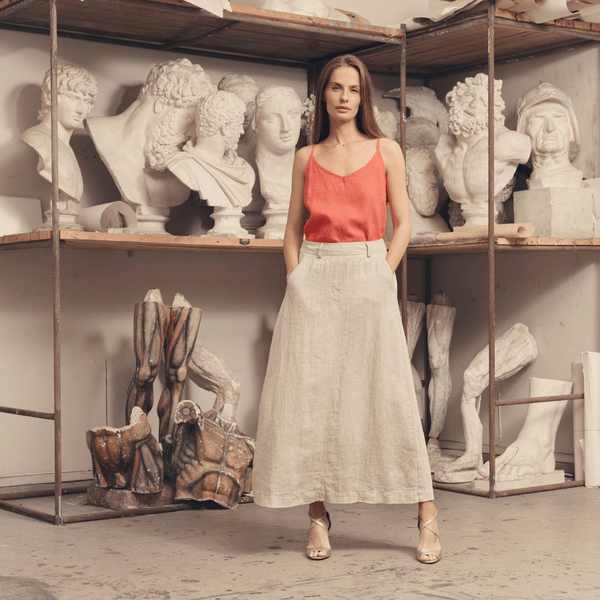 linen tales Melange Linen Gardenia Skirt