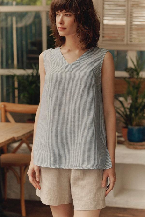 Linen Tales Melange Linen Hip-Hop Shorts