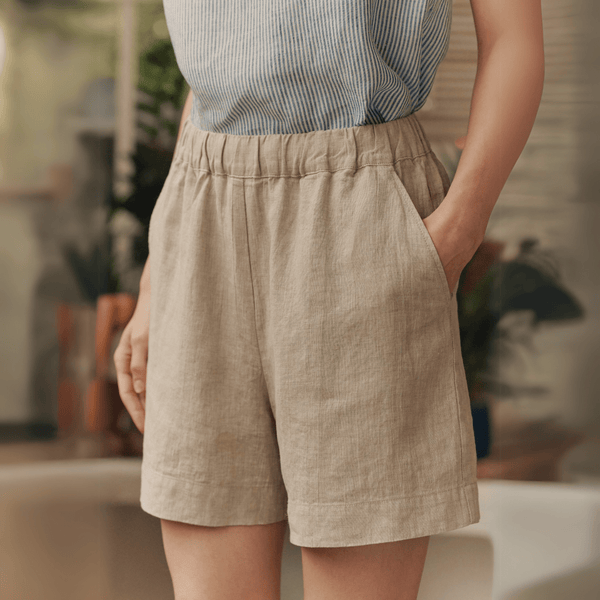 linen tales Melange Linen Hip-Hop Shorts