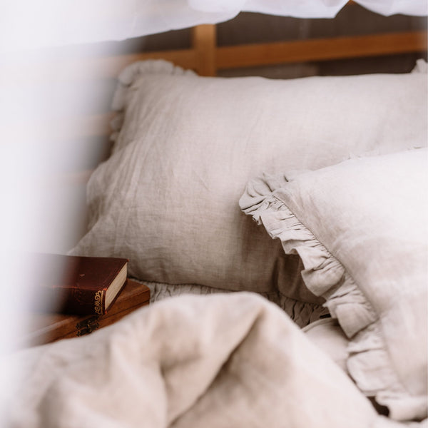 Linen Tales Melange Linen Pillowcase With Frills
