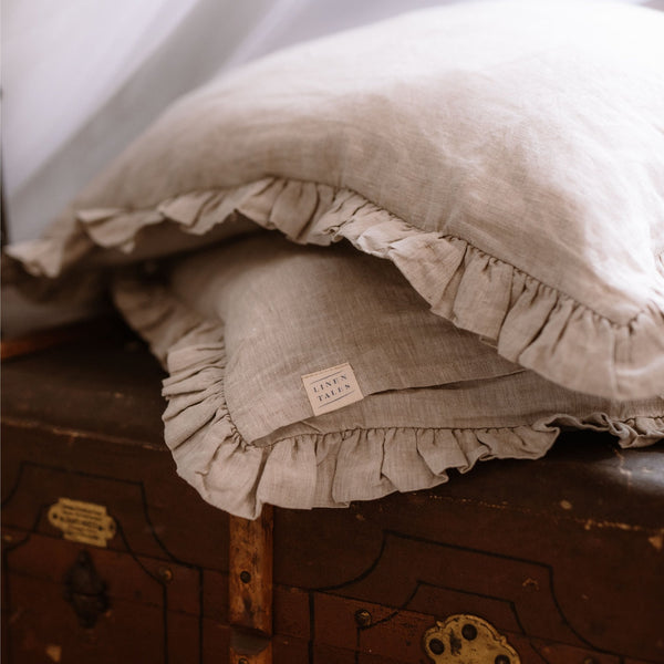 Linen Tales Melange Linen Pillowcase With Frills