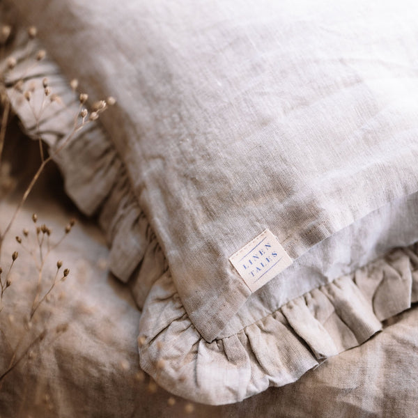Linen Tales Melange Linen Pillowcase With Frills