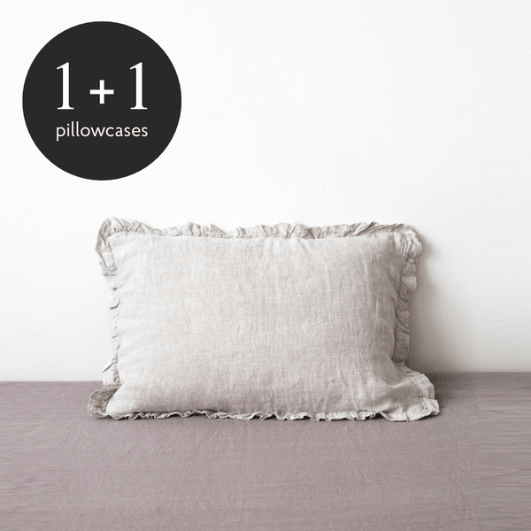 linen tales Melange Linen Pillowcase with Frills