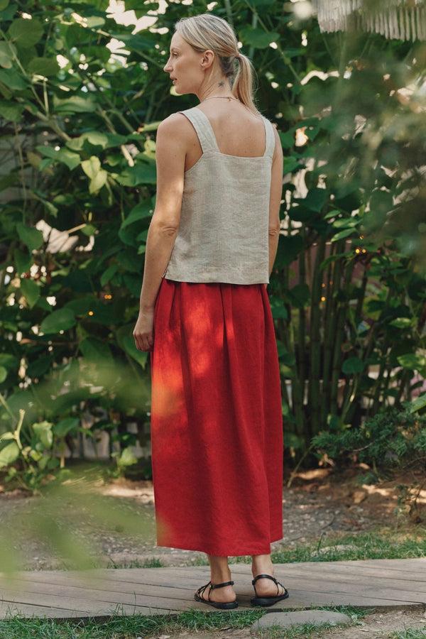 Linen Tales Melange Linen Polka Top