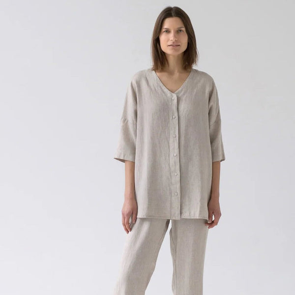 linen tales Melange Linen Primrose Loungewear Set