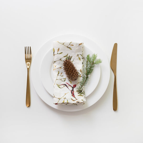 linen tales Mistletoe Linen Napkins Set of 2