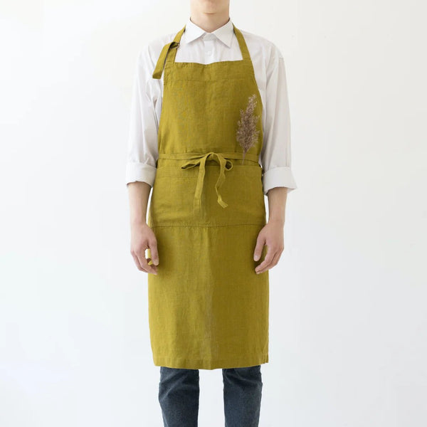 linen tales Moss Green Linen Chef Apron