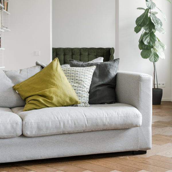 Linen Tales Moss Green Linen Cushion Cover