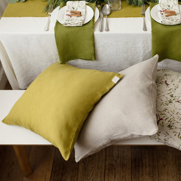 Linen Tales Moss Green Linen Cushion Cover