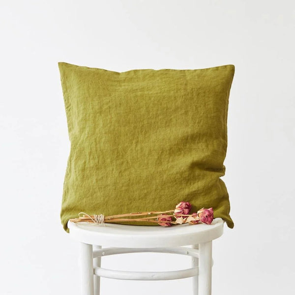 linen tales Moss Green Linen Cushion Cover