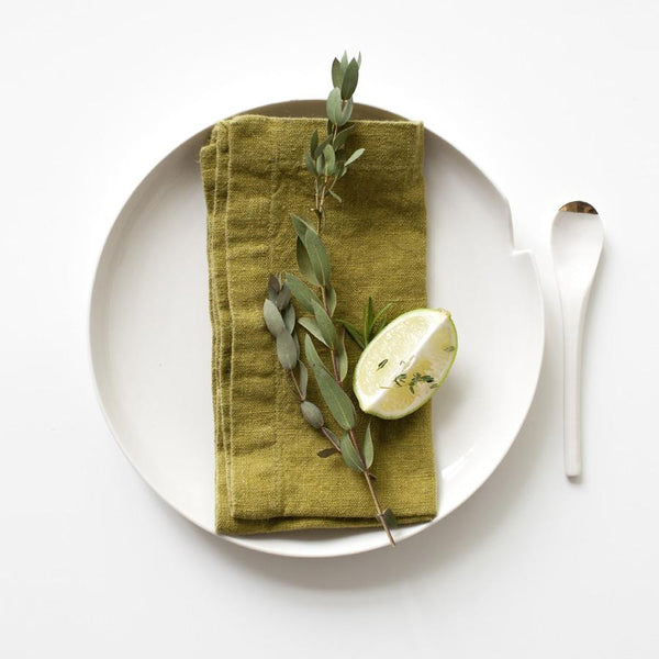 Linen Tales Moss Green Linen Napkins Set Of 2