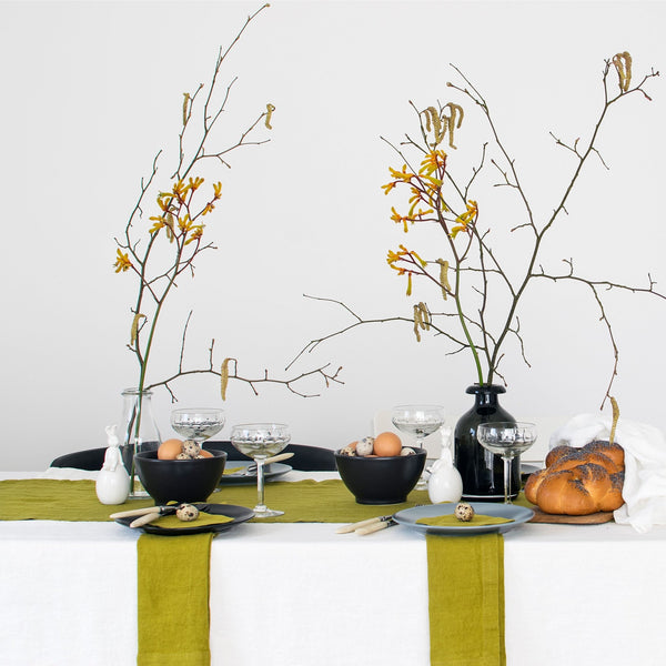 Linen Tales Moss Green Linen Table Runner