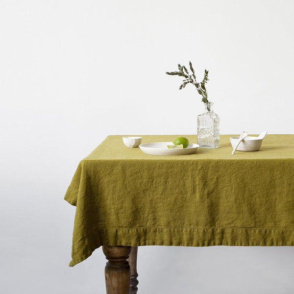 linen tales Moss Green Linen Tablecloth