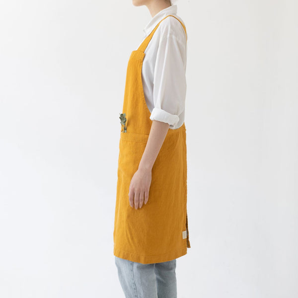 Linen Tales Mustard Linen Crossback Apron