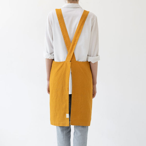 Linen Tales Mustard Linen Crossback Apron
