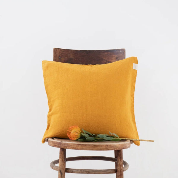 linen tales Mustard Linen Cushion Cover