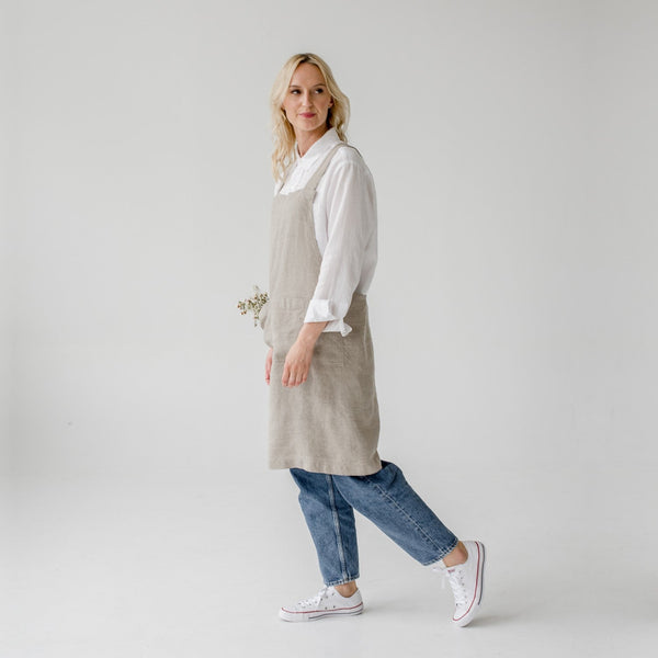 Linen Tales Natural Linen Crossback Apron