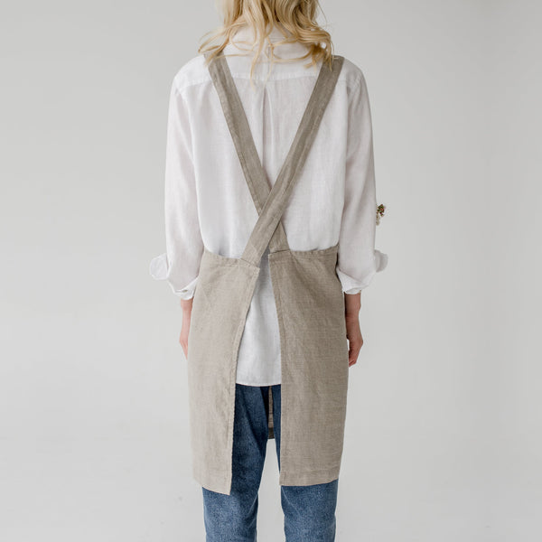 Linen Tales Natural Linen Crossback Apron