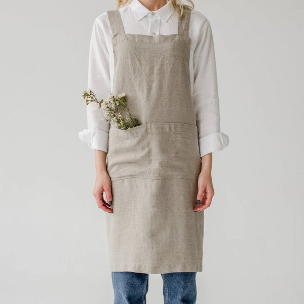 Linen Tales Natural Linen Crossback Apron