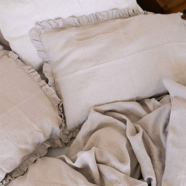 Linen Tales Natural Linen Pillowcase With Frills