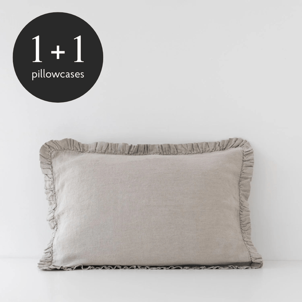 linen tales Natural Linen Pillowcase with Frills