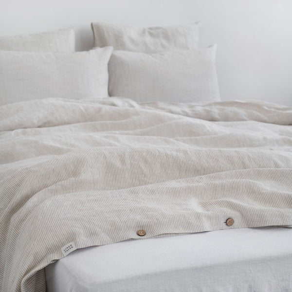 Linen Tales Natural Stripes Linen Duvet Cover