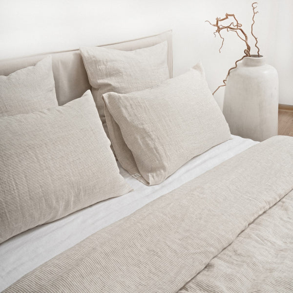 Linen Tales Natural Stripes Linen Duvet Cover Set