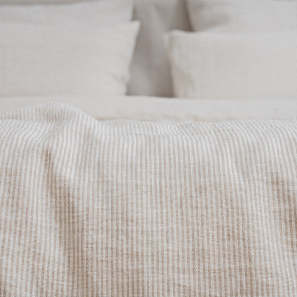 Linen Tales Natural Stripes Linen Duvet Cover Set
