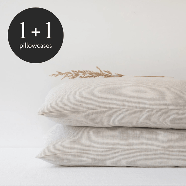 linen tales Natural Stripes Linen Pillowcase