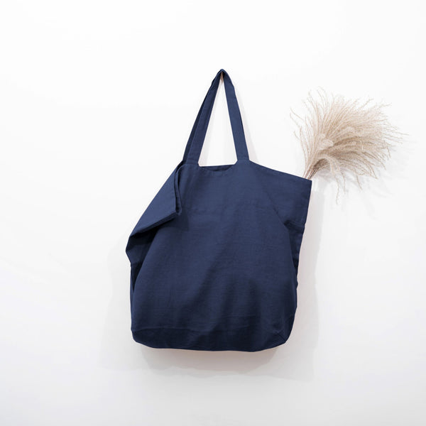Linen Tales Navy Linen Big Bag