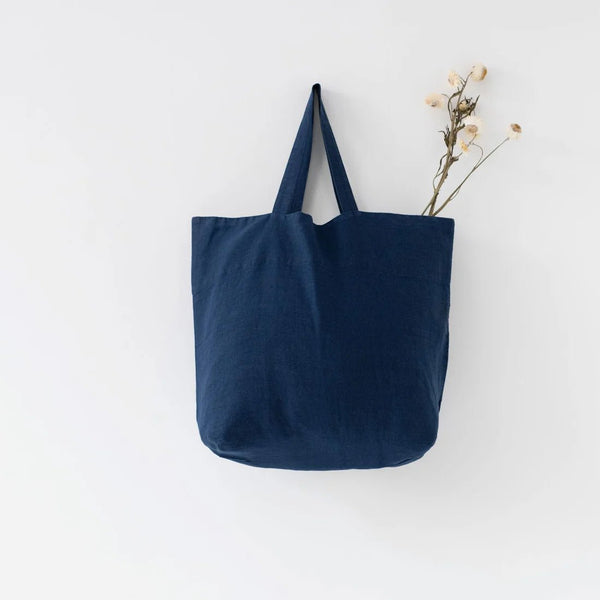 Linen Tales Navy Linen Big Bag