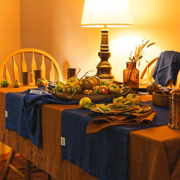 Linen Tales Navy Linen Table Runner