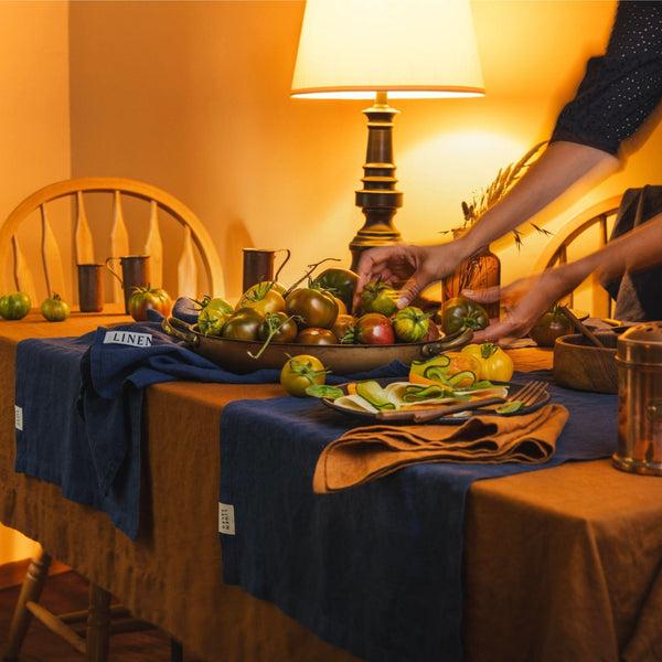 Linen Tales Navy Linen Table Runner