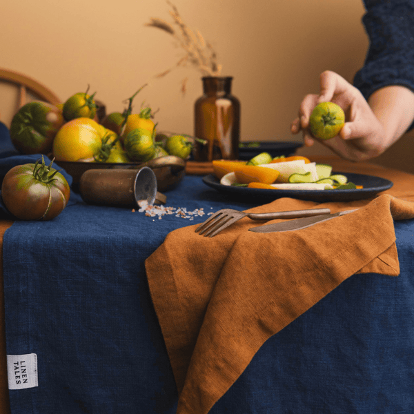 Linen Tales Navy Linen Tablecloth