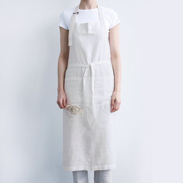 linen tales Off-White Linen Chef Apron