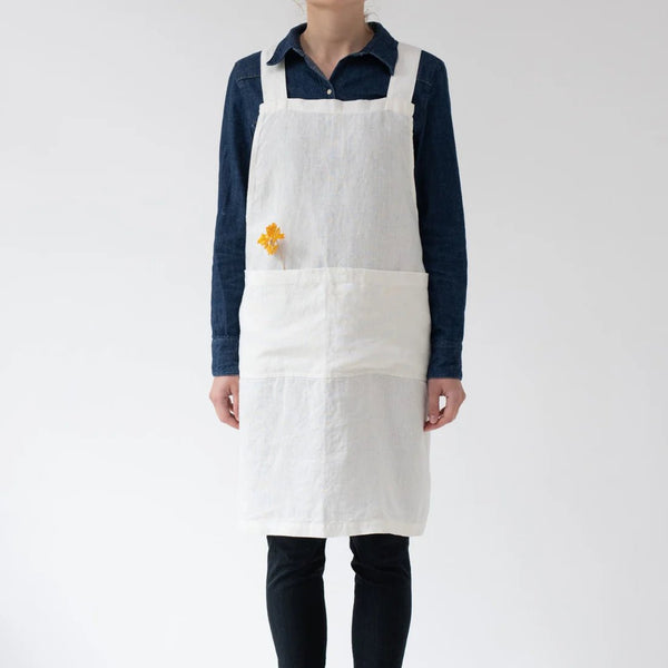 linen tales Off-White Linen Crossback Apron